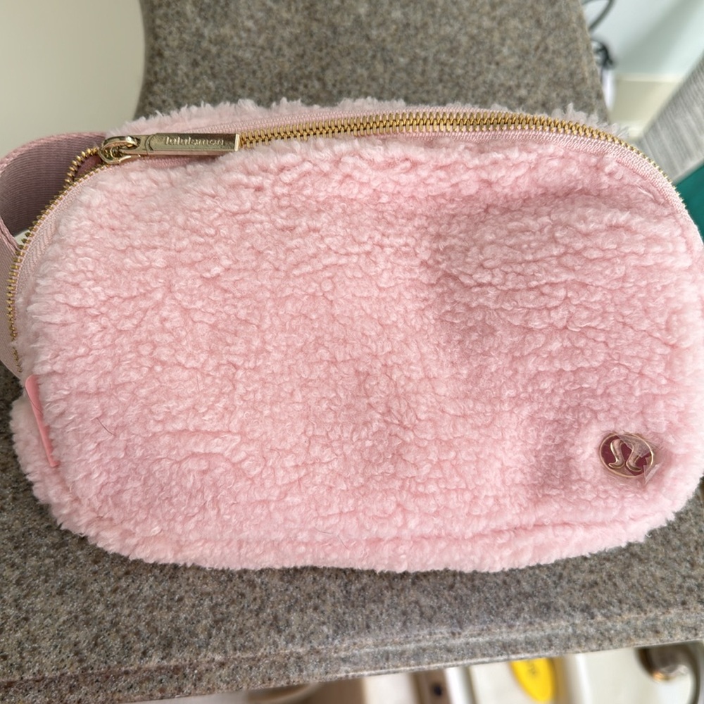 Pink Fleece Lululemon Everywhere Belt Bag.